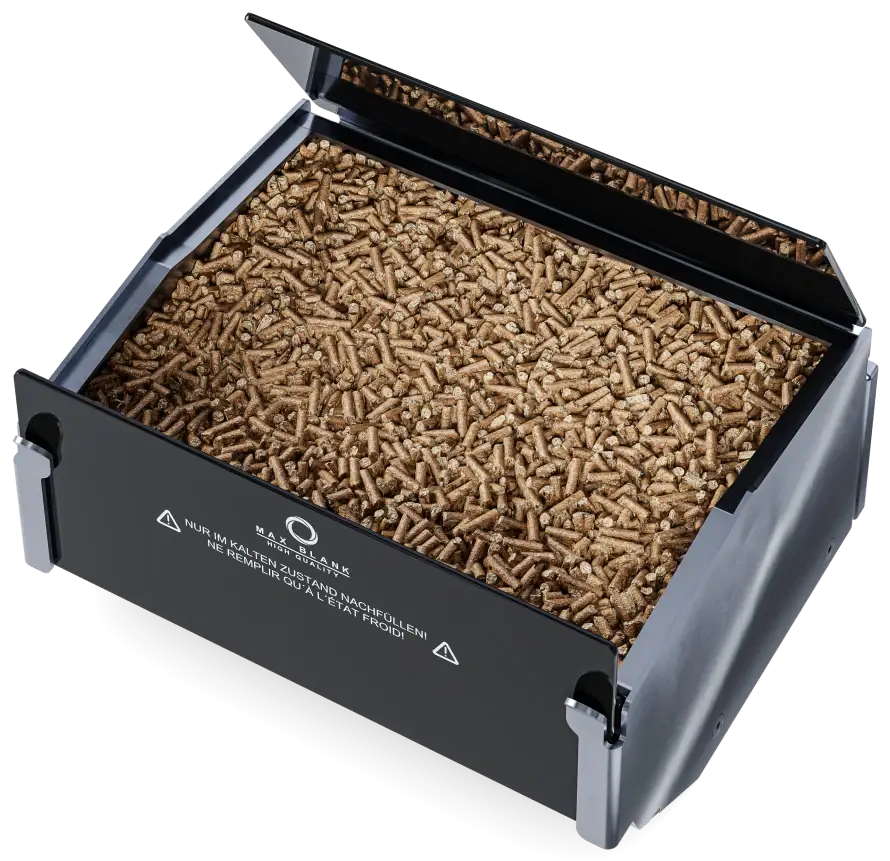 Max Blank pellet system insert KO2 XL filled with wood pellets